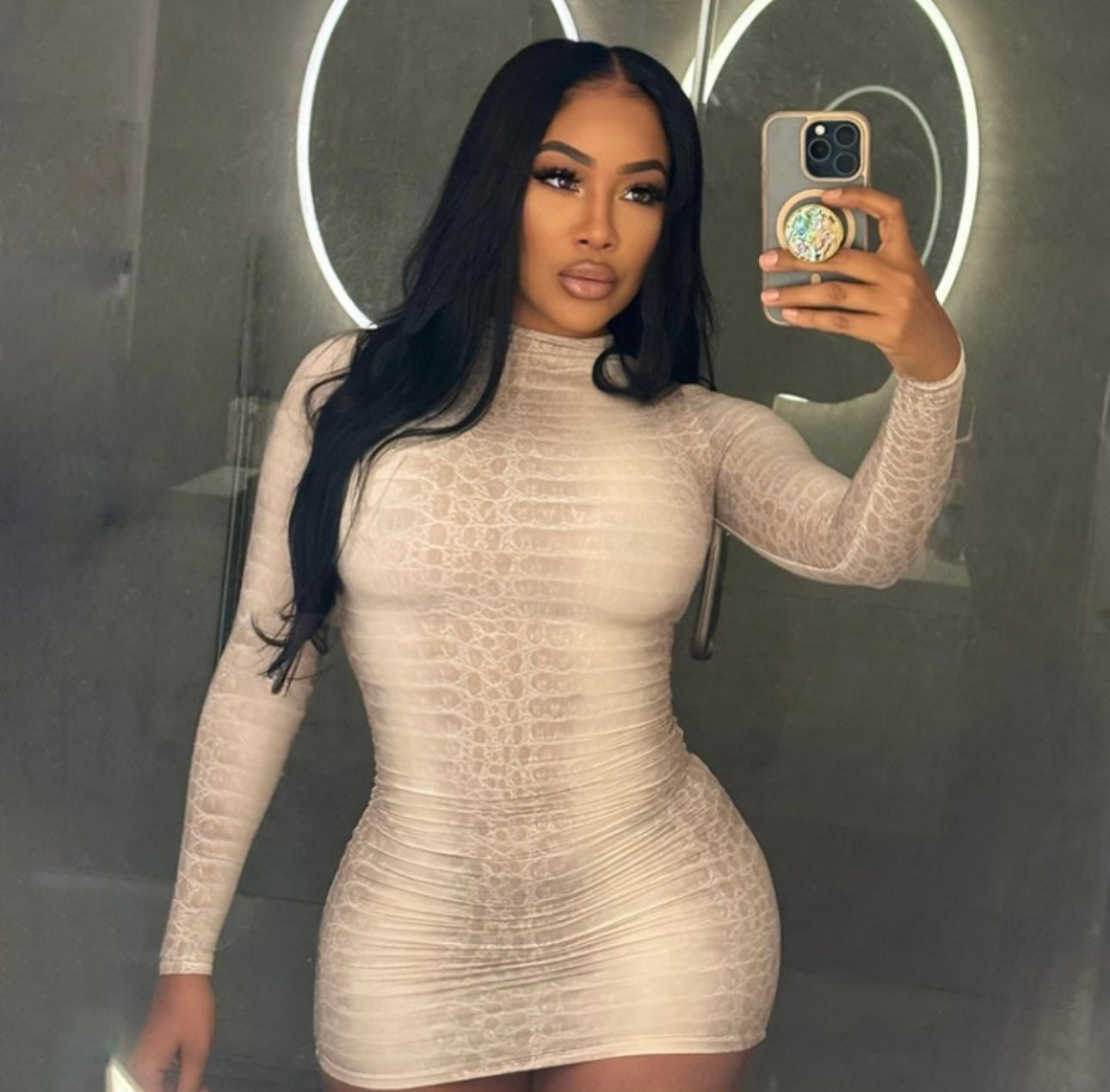 Croc Cream Contour Dress
